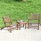 Costway 3PCS Patio Rattan Furniture Set Solid Eucalyptus Wood Frame Bistro Set with Coffee Table Patio Conversation Set (Brown)